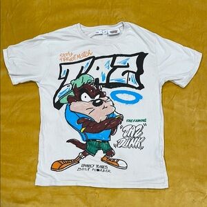 Zara White Taz Graphic Tee